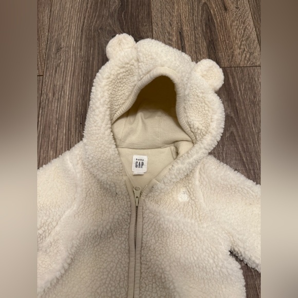 Baby Gap Unisex Sherpa Bear One Piece Fleece Size 3-6 Months Ivory - Picture 3 of 6